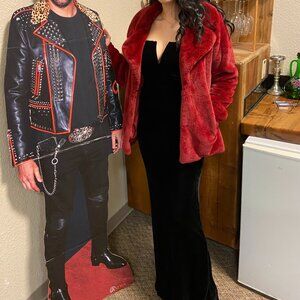 Velvet Sweetheart Black Long Sleeve Evening Gown